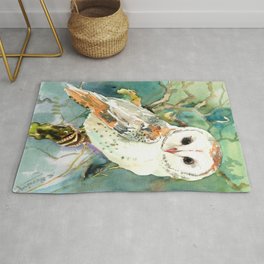 Barn Owl, woodland design owl Rug