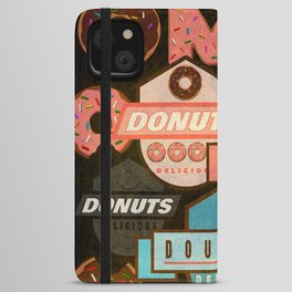Retro distressed donuts collage iPhone Wallet Case