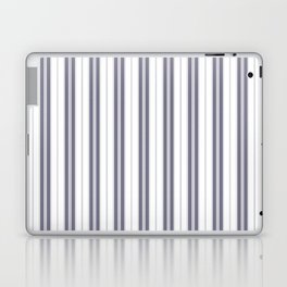 Navy Blue and White Vertical Vintage American Country Cabin Ticking Stripe Laptop Skin