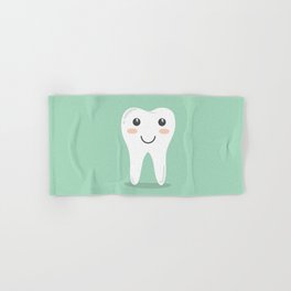 Big White Happy Tooth Hand & Bath Towel | Enamel, Cute, Tooth, Bigeyes, Smile, Smiling, Happy, Dental, White, Drawing 