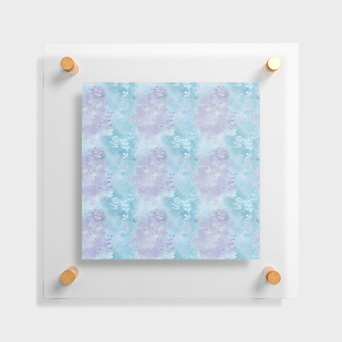 Blue Lilac Floral Pattern Floating Acrylic Print