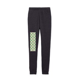 Retro Geometric Link Pattern in Bright Green and Pink Kids Joggers