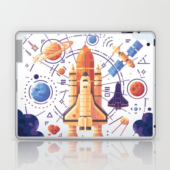 Space Rocket with Planets Laptop & iPad Skin