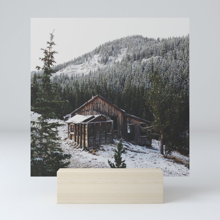 Snowy Cabin Mini Art Print