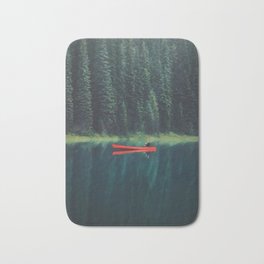 man canoeing on a forest lake Bath Mat | Digital, Vacation, Green, Canoe, Forest, Quiet, Drawing, Inspiring, Country, Woods 