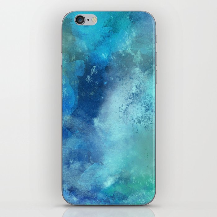 Abstract navy blue teal turquoise watercolor pattern iPhone Skin