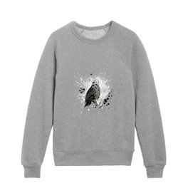Cool Eagle Black And White Gift For Eagle Lovers Kids Crewneck