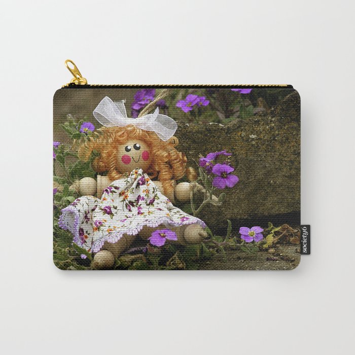 Clothes Peg Doll And Flowers Carry All Pouch By Homestead Society6