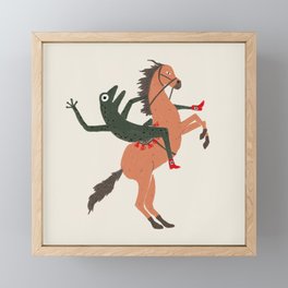Frog Riding Horse Framed Mini Art Print