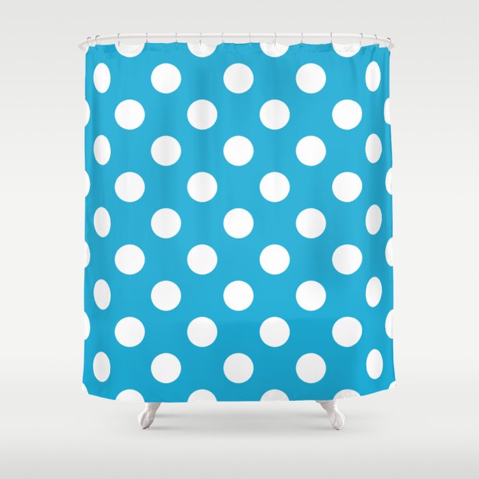 Cerulean Crayola Blue White Polka Dots Pois Pattern Shower