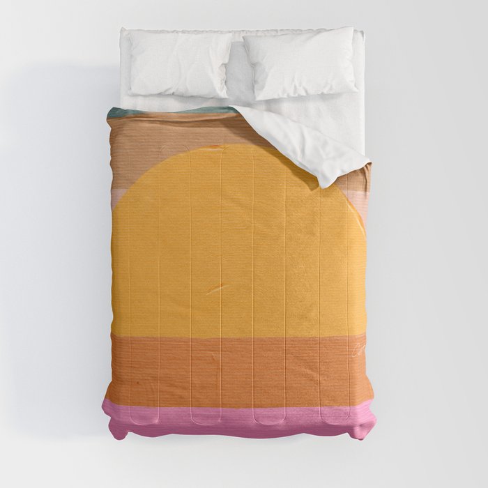 Sunset Waves – Pink & Yellow Palette Comforter
