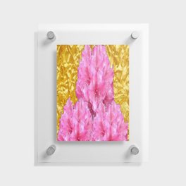 PINK FLOWERS GOLD LEAF ART Floating Acrylic Print