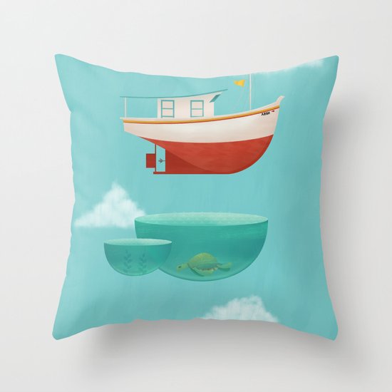 Floating Boat Throw Pillow
