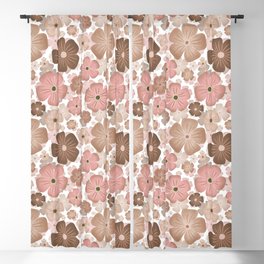 Retro Style 70's Flower Garden in Pink and Brown Blackout Curtain