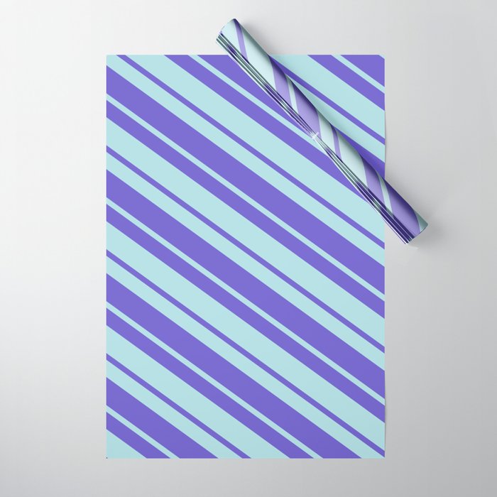Slate Blue and Powder Blue Colored Lined/Striped Pattern Wrapping Paper
