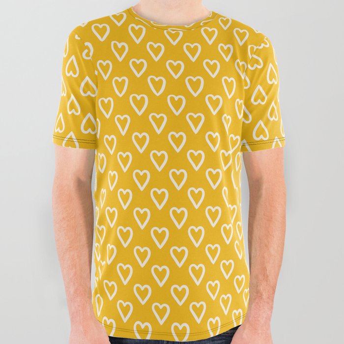 Yellow and white hearts for Valentines day All Over Graphic Tee