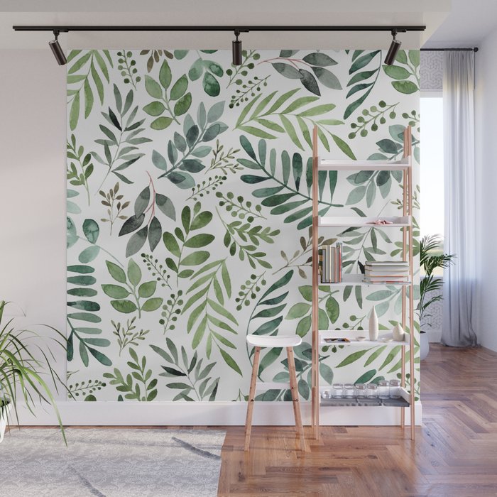Botanical leaves -Watercolor   Wall Mural