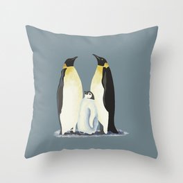 Cute Penguin family Throw Pillow