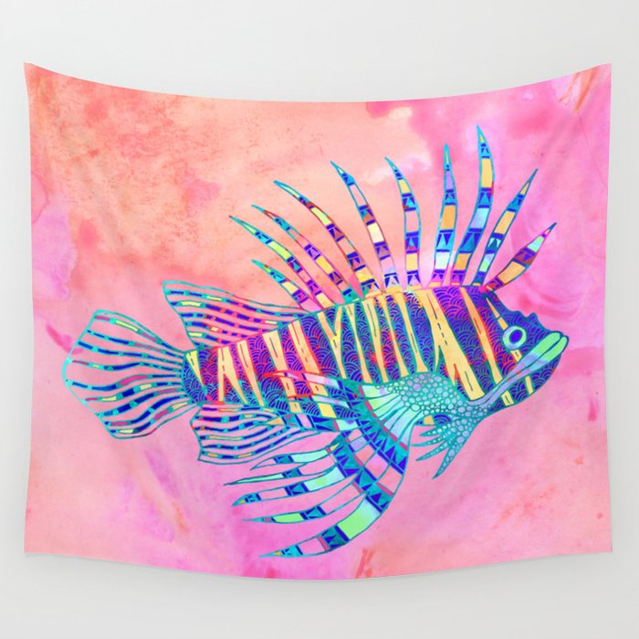Electric Lionfish Wall Tapestry
