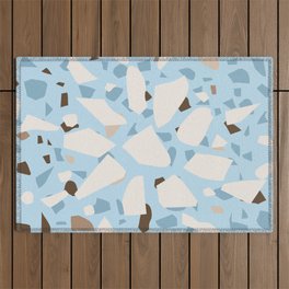 Terrazzo Style Mosaic Pattern Blue Outdoor Rug