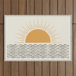 Sunrise Ocean -  Mid Century Modern Style Outdoor Rug