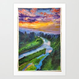 Watercolor - Landscape - Nature (A009) Art Print