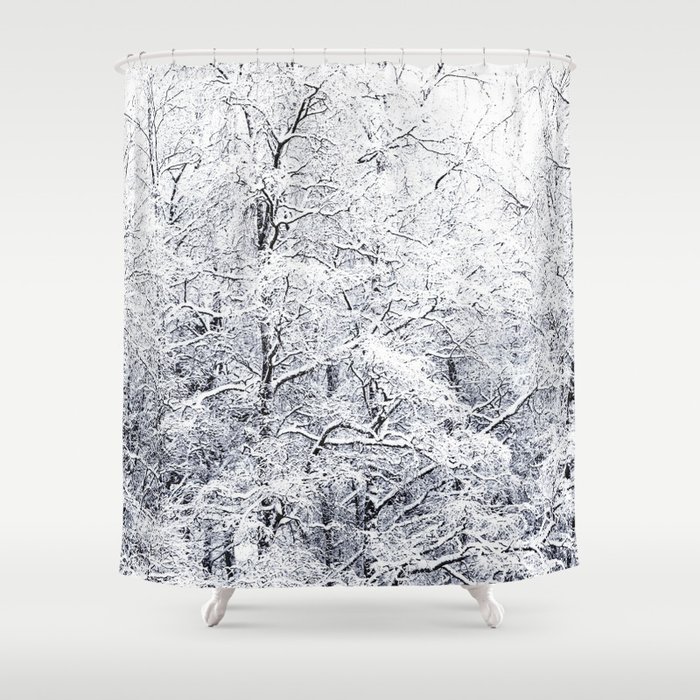 Winter Is Here Snowy Birches Winter Scene Shower Curtain By