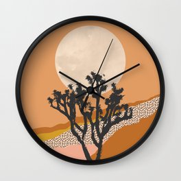 Joshua Tree Wall Clock | Dots, Hills, Graphicdesign, Botanical, Joshua, Tan, Curated, Mustard, Silhouette, Pink 