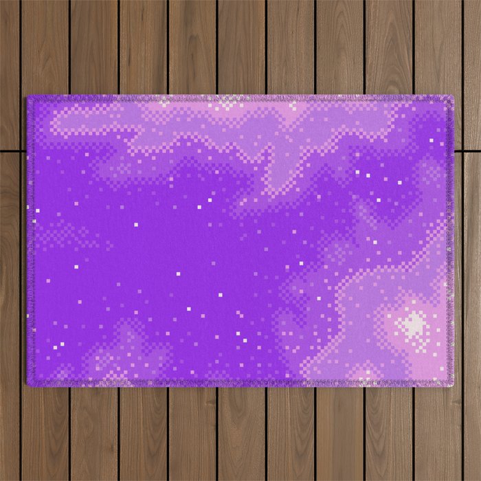Purple Nebula (8bit) Outdoor Rug