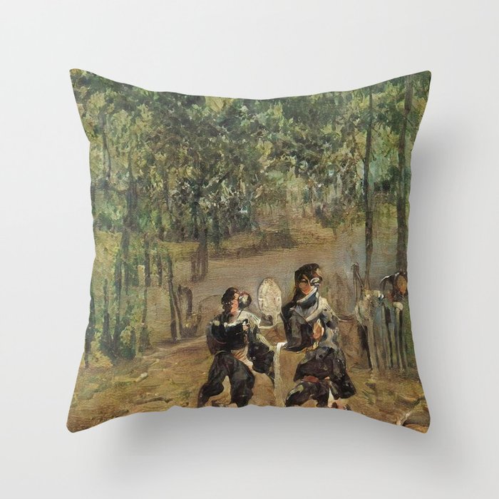 In the middle of the woods with my little brother Throw Pillow