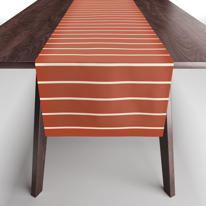 Elegant Pinstripes - Burnt Orange & Beige Table Runner