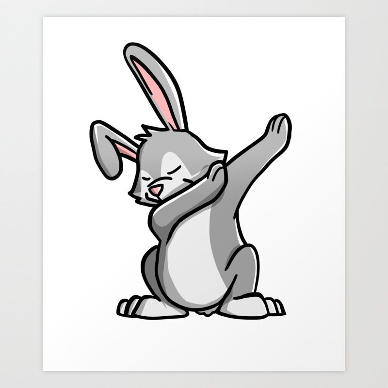 funny dabbing rabbit pet dab dance art print by barktrends
