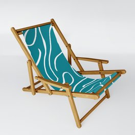 Blue Teal Squiggle Pattern Sling Chair