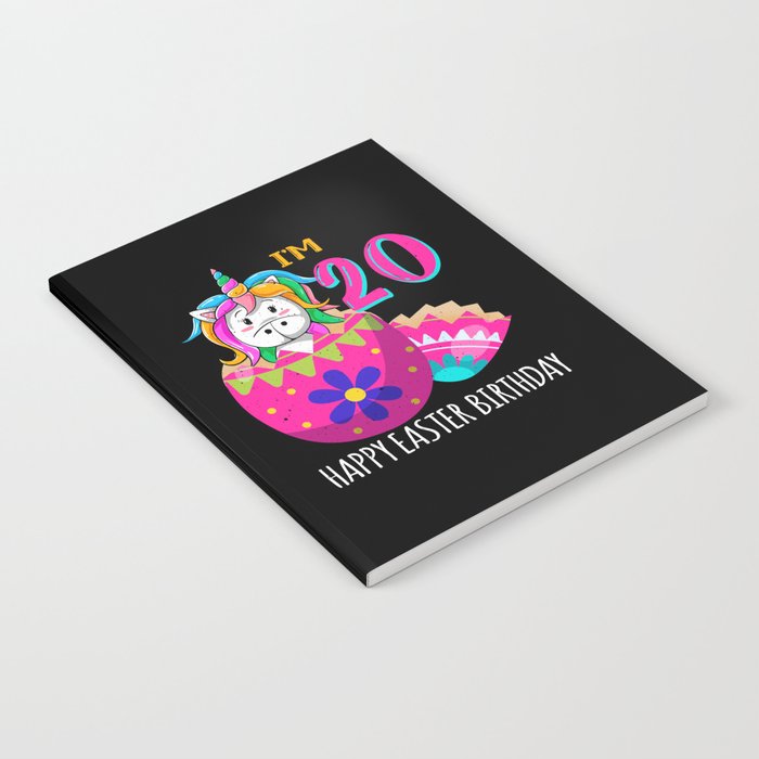 20 Year Old Age Birth Kawaii Unicorn Easter Sunday Notebook