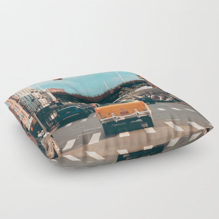 Nostalgic Downtown Brooklyn in Color Photograph Floor Pillow