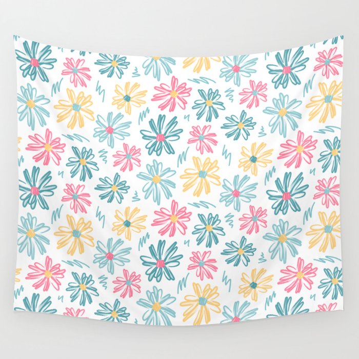 Sunny Day Daisies Wall Tapestry