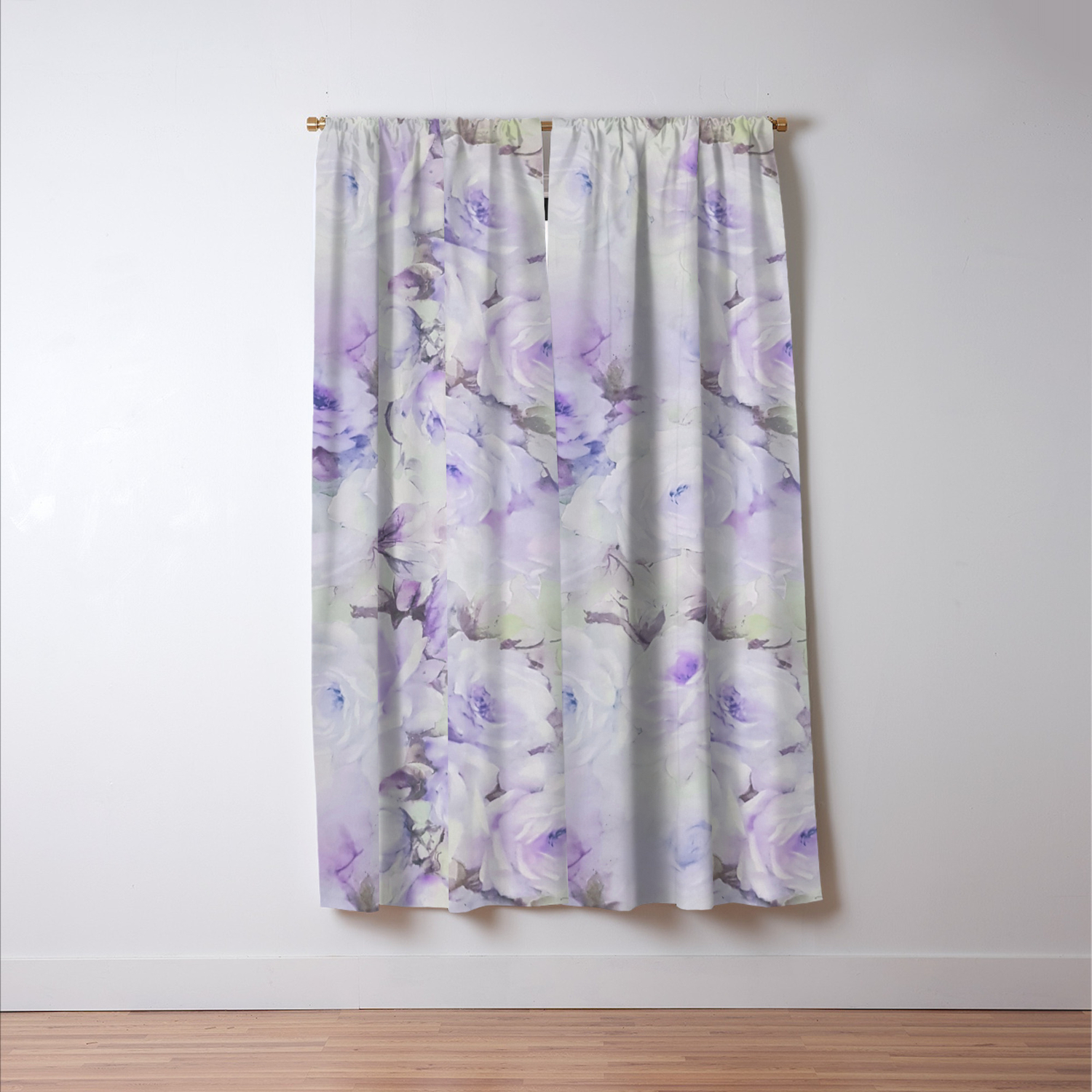 Vintage Lavender Gray Botanical Roses Floral Blackout Curtain By