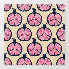 POMEGRANATES in PINK AND DARK BLUE ON SAND Canvas Print