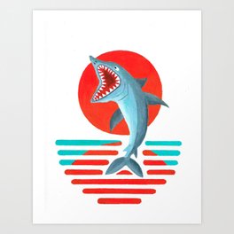 Shark Attack Art Print | Jaws, Acrylic, Painting, Shark, Nautical, Sealife, Seaanimals, Sharkteeth 