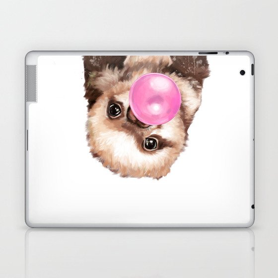 Baby Sloth Playing Bubble Gum Laptop & iPad Skin