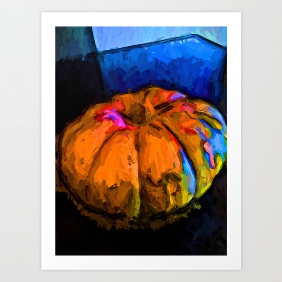 Orange Pumpkin with some Blue and Pink Art Print
