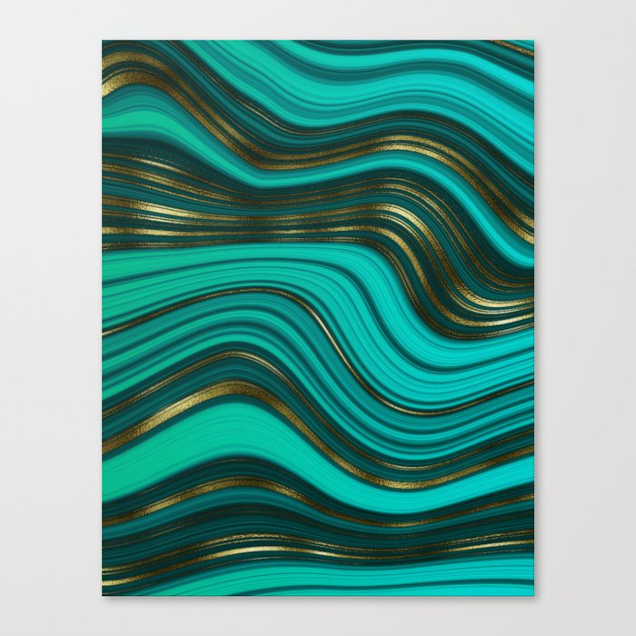 Ocean Teal Mermaid Marble Waves Canvas Print