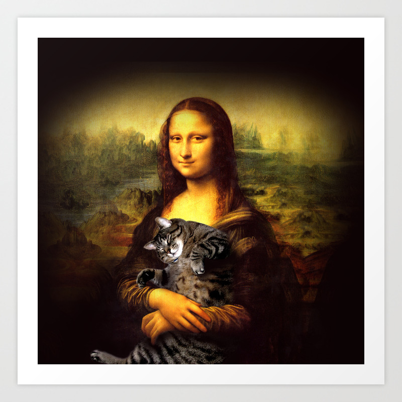 Mona Lisa Fat Crazy Cat Photo Kitty Fatso Famous Painting Art