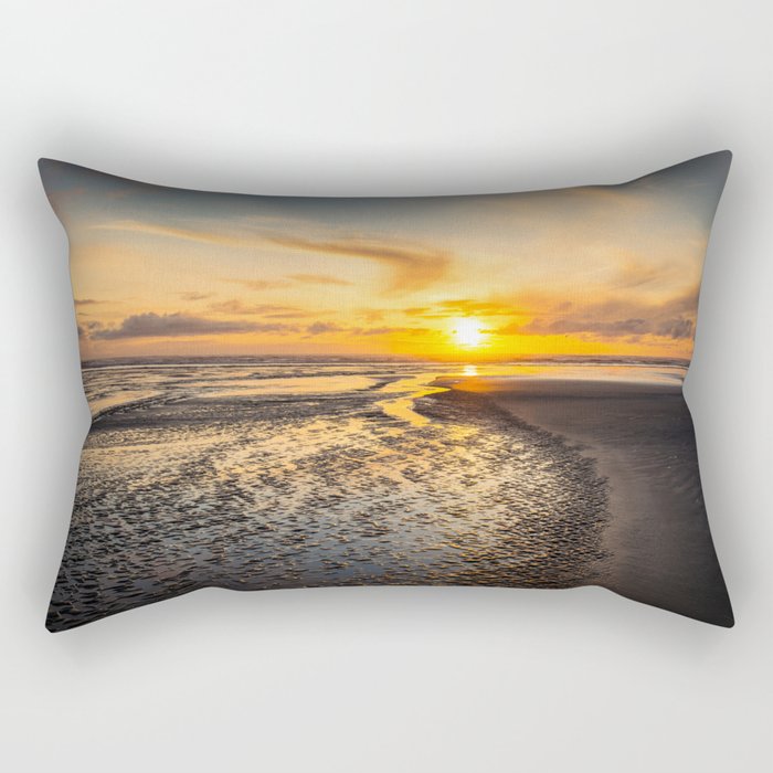 Sunset on a Coastal Beach Rectangular Pillow