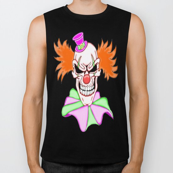 Demented Clown Skull Biker Tank