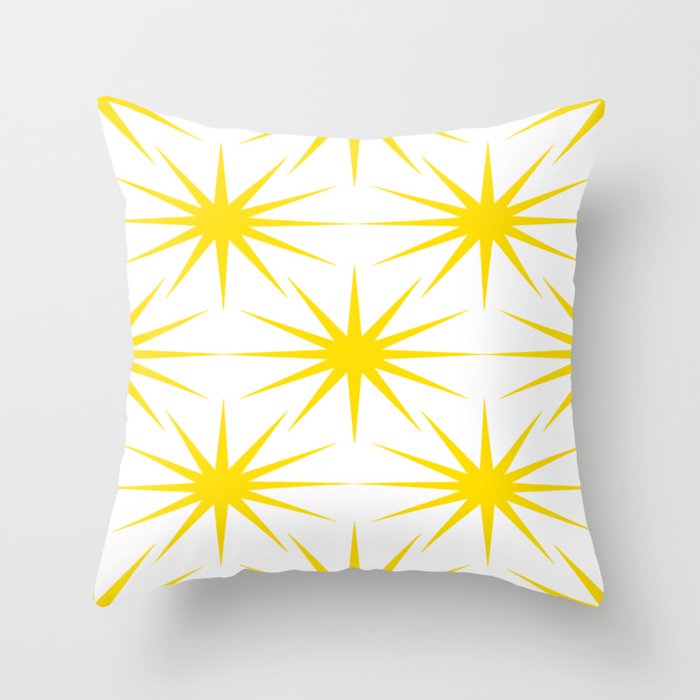 Mid-Century Modern Art Starburst 2.0 Yellow Throw Pillow