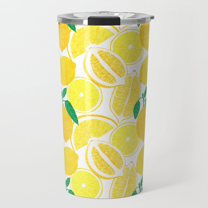 Lemon Harvest Travel Mug by Leanne Simpson | Society6