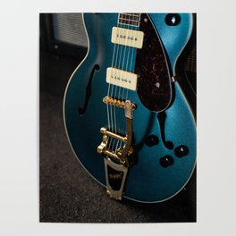 Close up Blue Guitar body | Instrument Photography | Colorful Guitar Poster