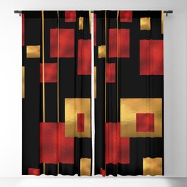 Red and Gold Foil Blocks Blackout Curtain