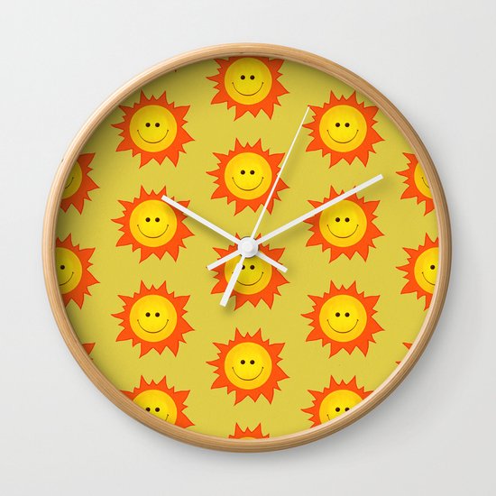 Happy Cartoon Sun Pattern Wall Clock
